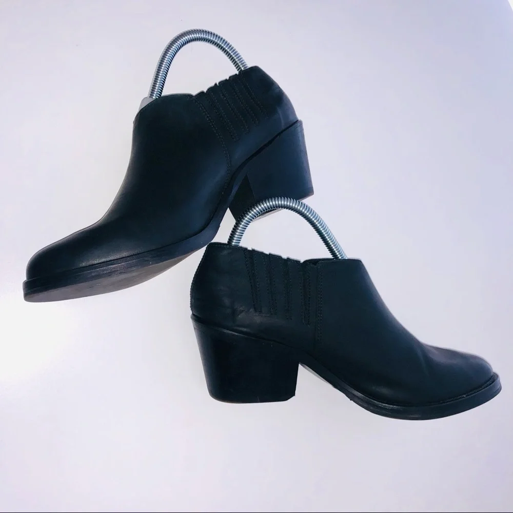 All Saints Black Leather Utilitarian Western Ankle Boots/Booties size 40 | US 10 - Picture 3 of 13
